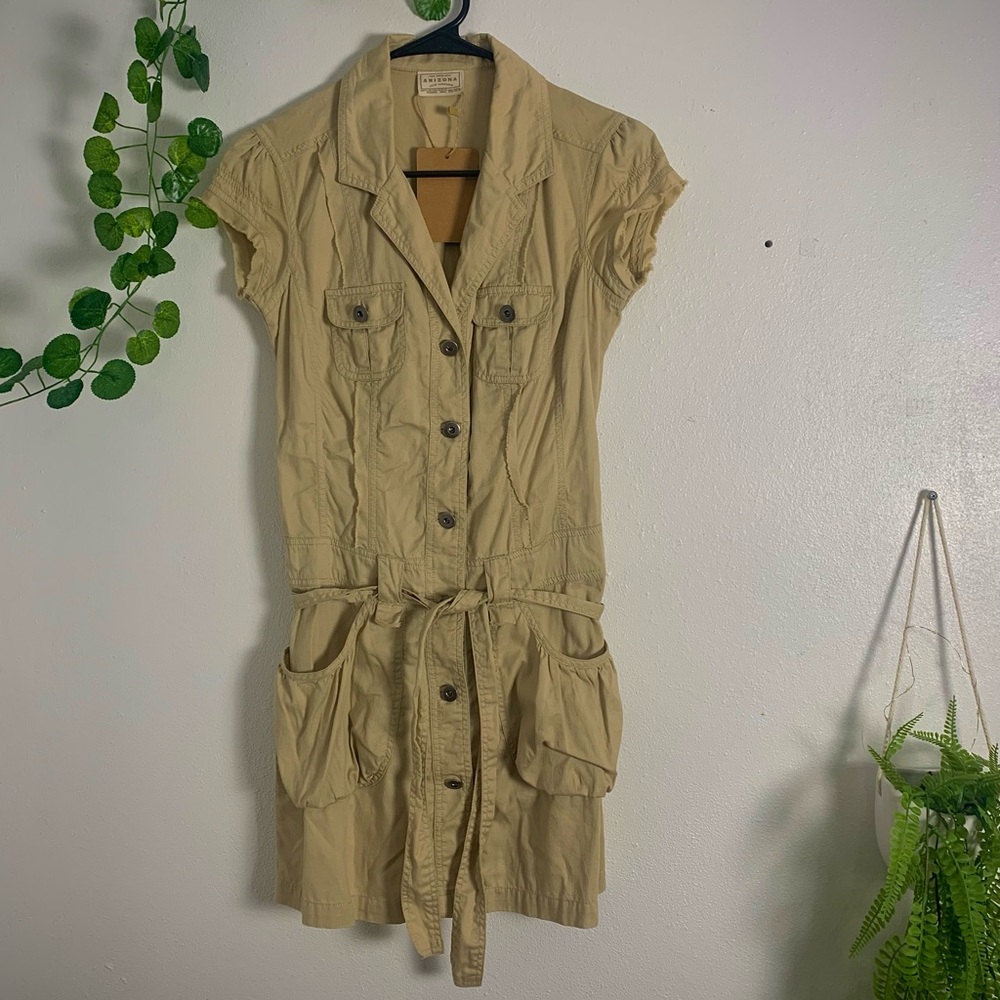 Arizona Brown/Tan Cargo Short Sleeve Woman’s Dress (Size: XS)